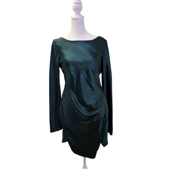 saints + secrets Dresses & Skirts - Saints + Secrets Satin Open Back Asymmetrical Hem Mini Dress Size Small